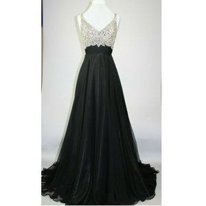 Women's Formal V-neck Rhinestones Sequins beaded Long Evening Gown prom …